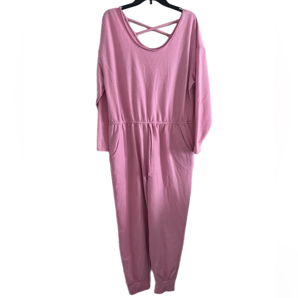 No Boundaries Pink Long Sleeve Jumpsuit Lounger